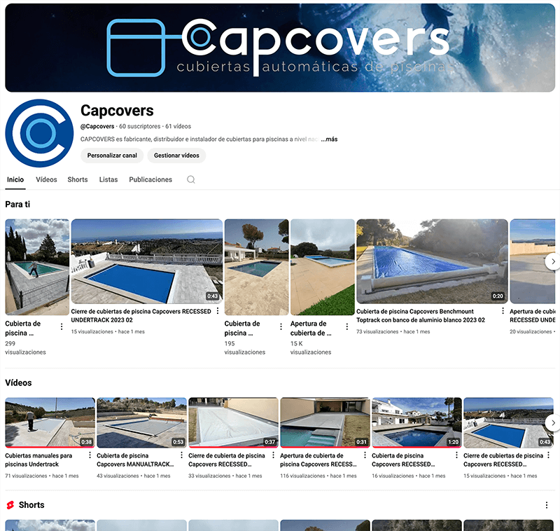 Canal de youtube de vídeo de cubiertas de piscina